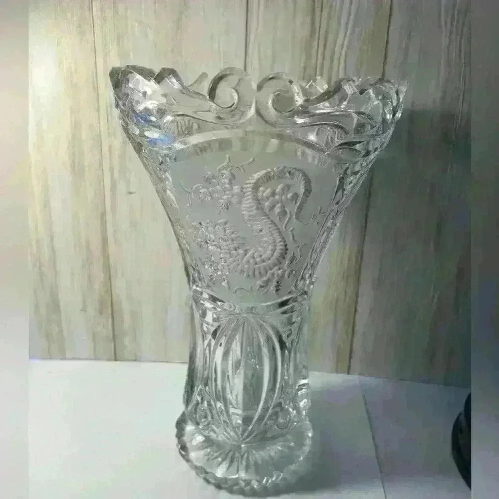 Dragon HOFBAUER BYRDES German Crystal 9" Vase RARE